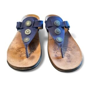 Orthaheel Blue Boho Medallion Cork Thong Sandals Shoes Spain Women's 10